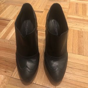 Ralph Lauren black leather heeled ankle booties